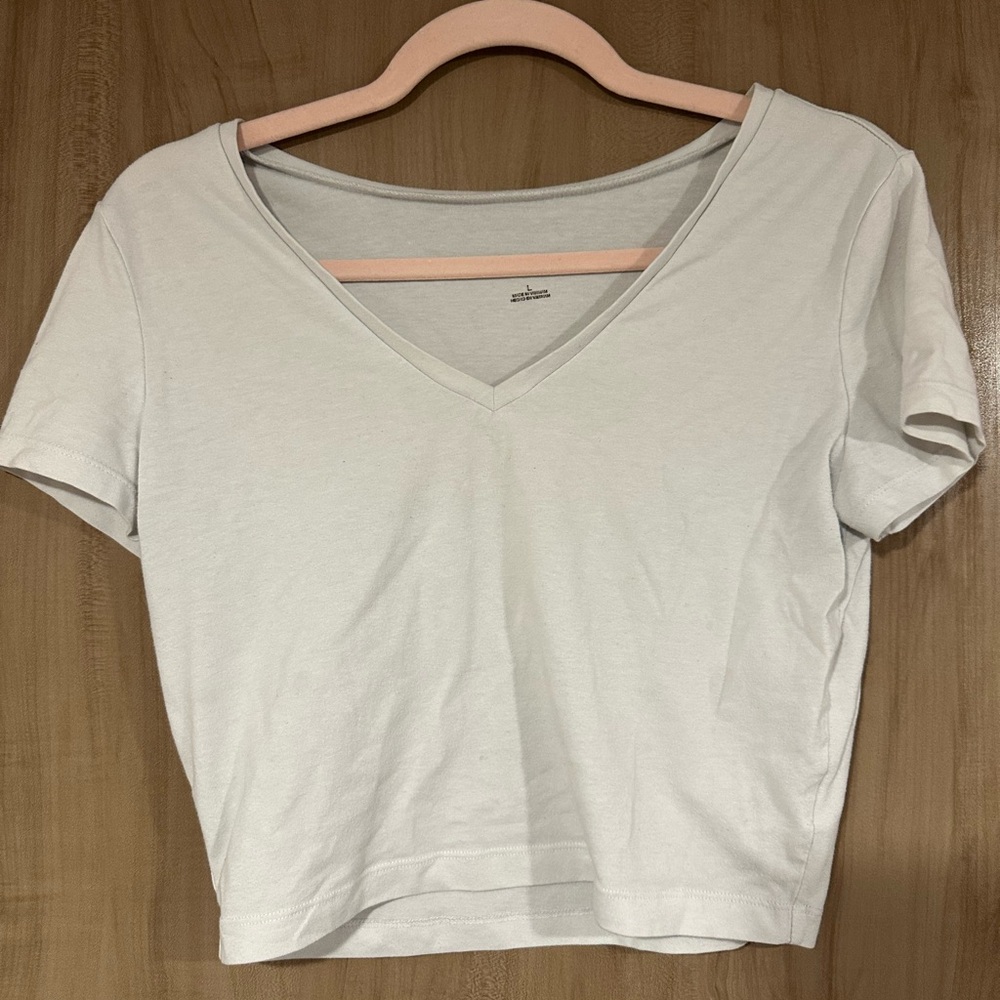 Wild Fable White Crop Fitted Short Sleeve T-Shirt